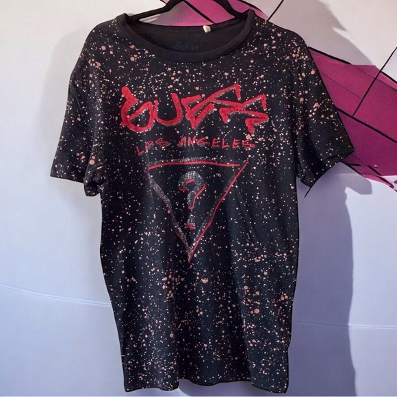 Retro Guess Los Angeles pink paint Splatter Tee | Graffiti Style | L-XL 90s Y2K - Picture 1 of 7